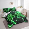 thumbnail image 3 of Erosebridal Green Gamepad Bedding Sets King Size, Gradient Geometry Comforter Sets with Sheets, Gaming Sports Decor, Reversible 7pcs, 3 of 6