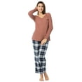 thumbnail image 4 of Fruit of the Loom Women's Beyond Soft Long Sleeve Waffle Top and Flannel Bottom Pajama Set, Sizes S-4X, 4 of 9