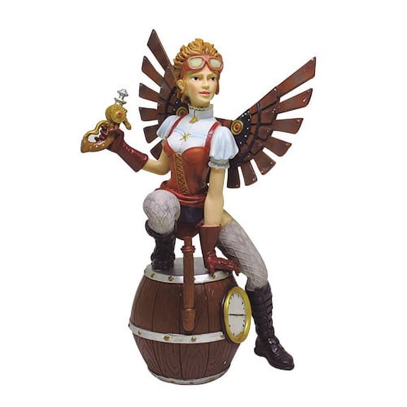 Steampunk Lady Fairy Pistol Barrel Bomb Statue 8.75"Tall