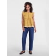 thumbnail image 3 of Scenario Women's and Women's Plus Short Sleeve Pleated Embroidered Printed Top, Sizes XS-4X, 3 of 6