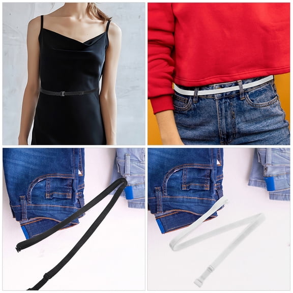 WEUVEB 4Pcs Stretch Belt with Adjustable Waistband for Shirt Tucking