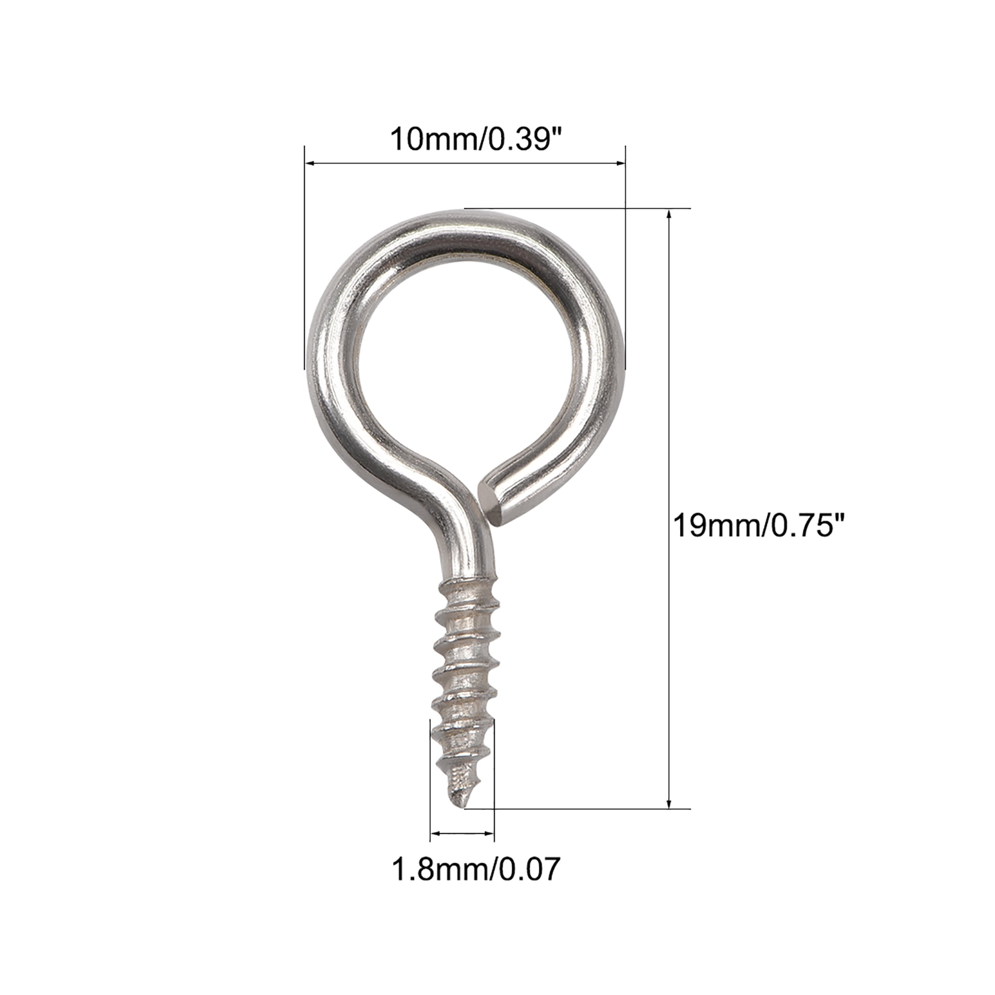 Uxcell 0.59 Small Screw Eye Hooks Self Tapping Screws Carbon Steel Golden  100Pcs 