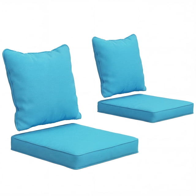 Outsunny Outdoor Chair Cushions with Backrest for Garden Patio, Turquoise