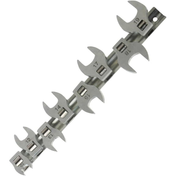 Ariseltys 3/8" Drive Crowfoot Wrench Set 8-Piece Crowfoot Wrench with Clip-on Organizer for Automotive Repair Work Tools Mechanics Brake Wrench