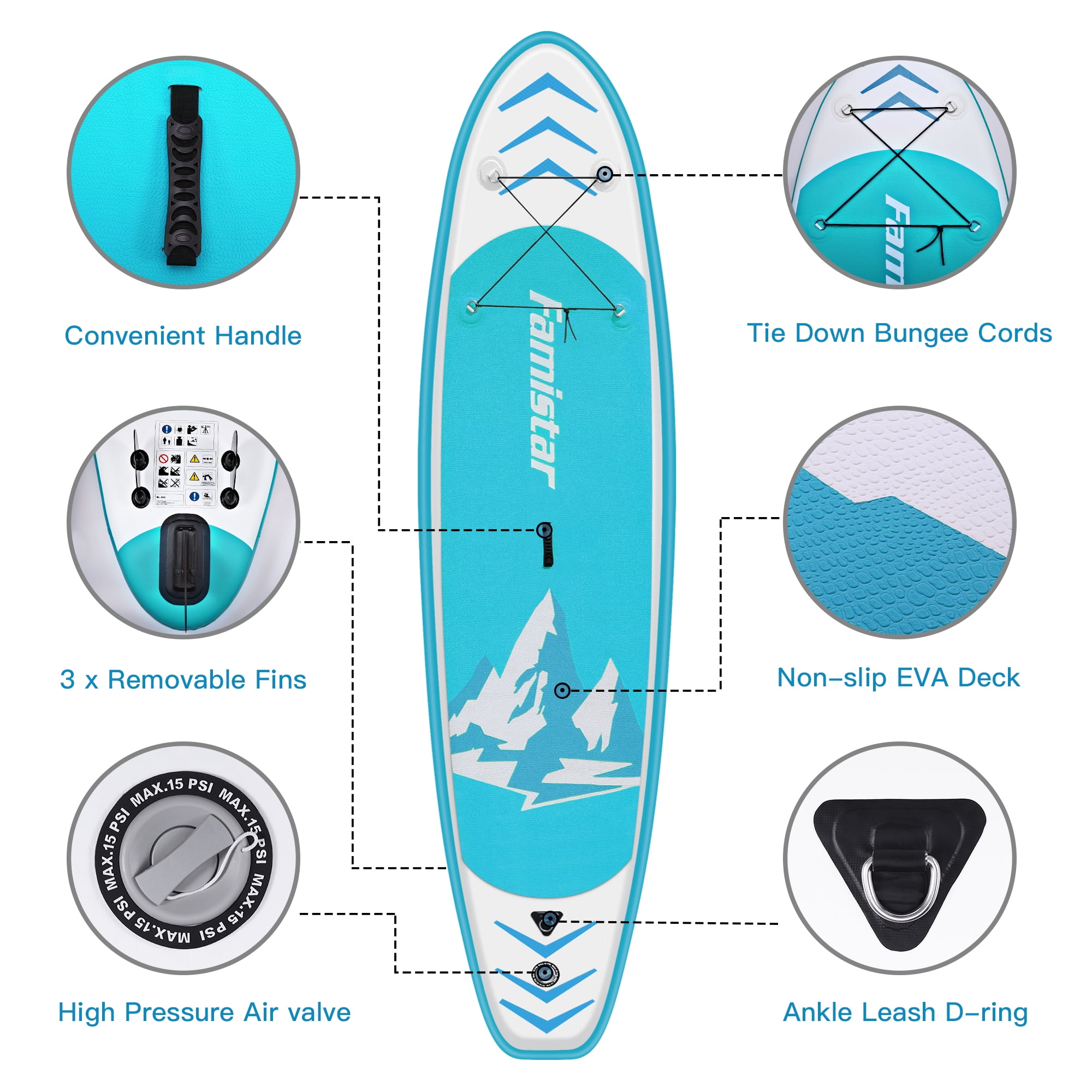 12 ft Inflatable Stand Up Paddle Board for Surfing, Fishing, Yoga, Playing