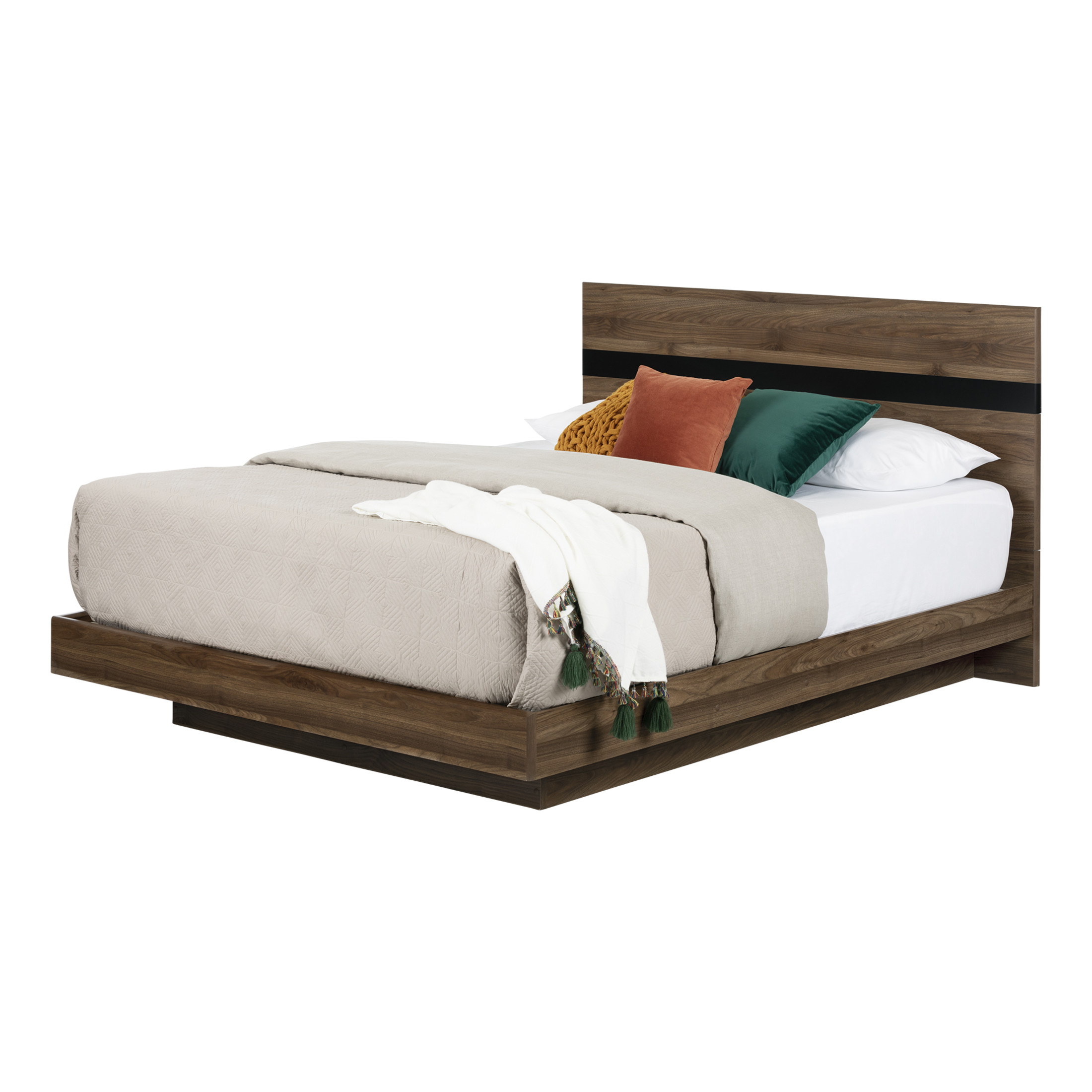 South Shore Flam, Scandinavian Bed, Queen Brown