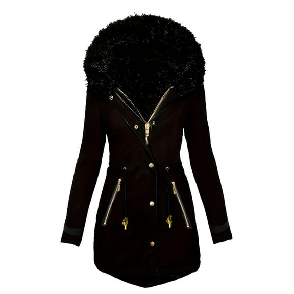 Women Plus Size Winter Coat Velvet Hooded Jacket Casual Slim Fit Thick Warm Outerwear Zipper Closure Stylish Comfortable