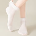 thumbnail image 6 of Yifymode Ruffle Trim Ankle Socks, Vertical Rib Thin Casual Socks Back to School Daily Wear Students, Lightweight Breathable Campus Socks, 6 of 8