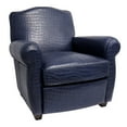 thumbnail image 2 of Pasargad Home Palermo Contemporary Leather & Wood Wing Chair in Blue/Brown- For all age Group, 2 of 11