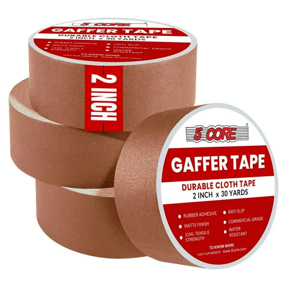 5 Core Gaffers Tape 2" 30 Yards 4Pcs Professional Brown Pro Gaff Tape Non Reflective Water Resistant