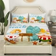 thumbnail image 3 of Erosebridal Summer Beach Twin Sheet Set Cute Gnome Sheets, Tropical Hawaii Coastal Bed Set Teal Surfboard Bed Sheets Set, Happy Summer Holiday Fitted Sheet, 3 of 5