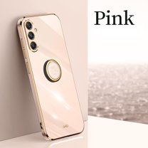 Compatible with Samsung Galaxy S25 Plus Case Finger Ring Kickstand for Women Girls Rose Gold Edge Full Body Protection Plating Electroplate Case for Samsung Galaxy S25 Plus, Pink