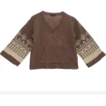 thumbnail image 1 of Suéter Jersey Niña Tejido Cuello V Moda Mangas Oversize, 1 of 2