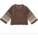thumbnail image 1 of Suéter Jersey Niña Tejido Cuello V Moda Mangas Oversize, 1 of 2