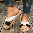 thumbnail image 3 of Rokment Color Block Beach Flat Sandals for Women 2026 Summer Comfortable Casual Straw Sole Platform Dress Slip on Vacation Walking Slides Shoes Black Size 9, 3 of 8