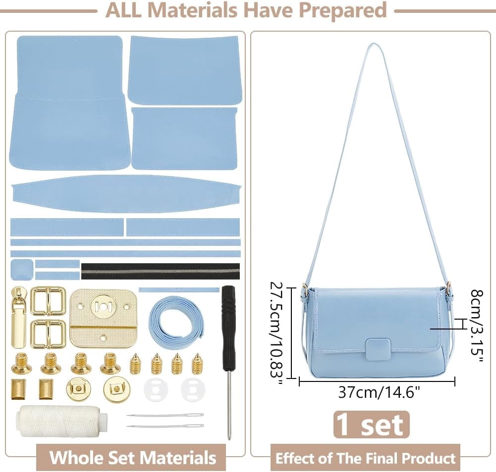 PU Leather Crossbody Bag Making Kit Shoulder Bag Sewing Set for Women Handicraft Bag Making Craft Handmade Handbag Sewing Making Materials for Purse Making Supplies Gray Gray DIY