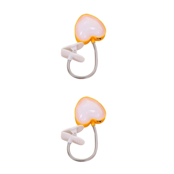 MLINS 2pcs USB Led Reading Lamp with Clip for Eye Love Heart Table Light with Gooseneck (Yellow)