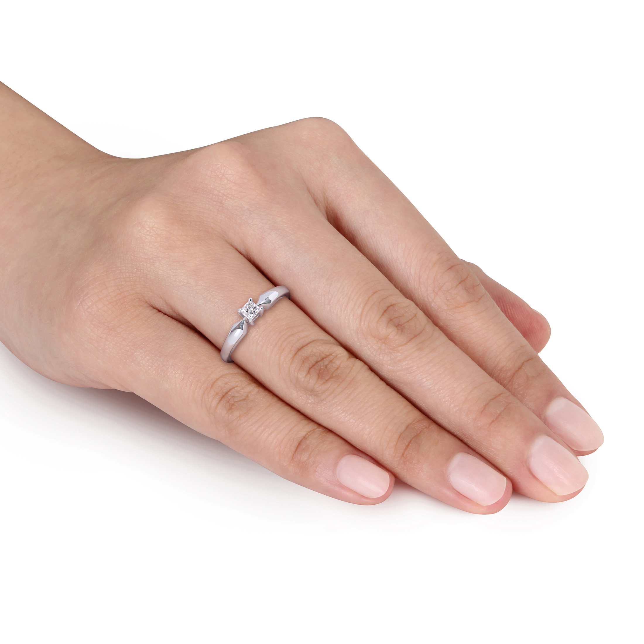 Miabella Women's 1/5 Carat T.W. Princess-Cut Diamond 10kt White Gold Solitaire Engagement Ring - image 5 of 7