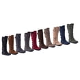 thumbnail image 4 of Women's Knee High Mid Calf Boots Ruched Suede Slouch Knitted Calf Buckles (Elma-02, Tan 10), 4 of 4