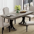 thumbnail image 1 of Ourlova Wood Dining Table for 6 to 8 with 2 Large Drawers 7087 Inch Long Farmhouse Rectangular Kitchen Dining Table and Thick Table Top Sturdy Frame for Big Family Dinette Rustic Gray, 1 of 5