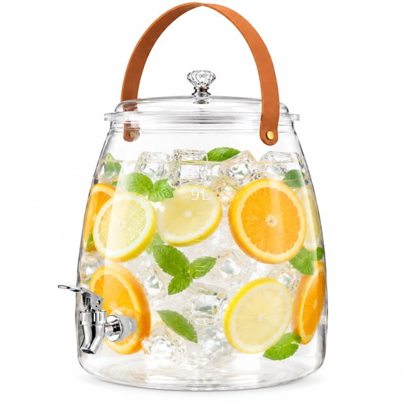 9L Large Capacity Beverage Dispenser with Leak-Proof Spigot, Perfect for Fridge Storage of Iced Tea, Lemonade, Fruit Punch & Parties