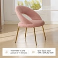 thumbnail image 5 of 061-Set of 1 Teddy Fabric Dining Chairs With Curved Backrest and Golden Metal Legs for Kitchen or Dining Room ,White, 5 of 27