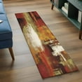 thumbnail image 6 of Burnt Orange Runner Rug 2x6 Washable Kitchen Rug Non-Slip Lightweight Thin Low Pile Bathroom Runner Fall Modern Oil Painting Abstract Art Green Brown Carpet for Hallway Laundry Room Bedroom Entryway, 6 of 8