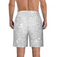 thumbnail image 3 of KLL Silver Glitter Men's Casual Summer Beach Shorts Hawaiian Shorts with Pockets-Medium, 3 of 5