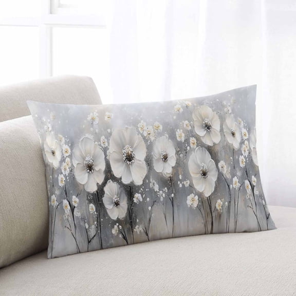 Spring Camellia Throw Pillow Covers, Retro Floral Oil Painting Modern Art Soft Breathable Pillow Cases with Invisible Zipper for Sleeping, Small Pillowcases for Couch Bed Sofa Chair 16x24 Inches