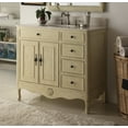 thumbnail image 2 of Benton Collection 38" Distressed Cream Cottage Bathroom Vanity with White Marble Top, 2 of 6