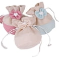 thumbnail image 4 of Bolsa creativa de poliéster con cordón y corsé para caramelos, bolsa de lona de algodón con lazo, bolsa para caramelos para regalo de boda, 4 of 4