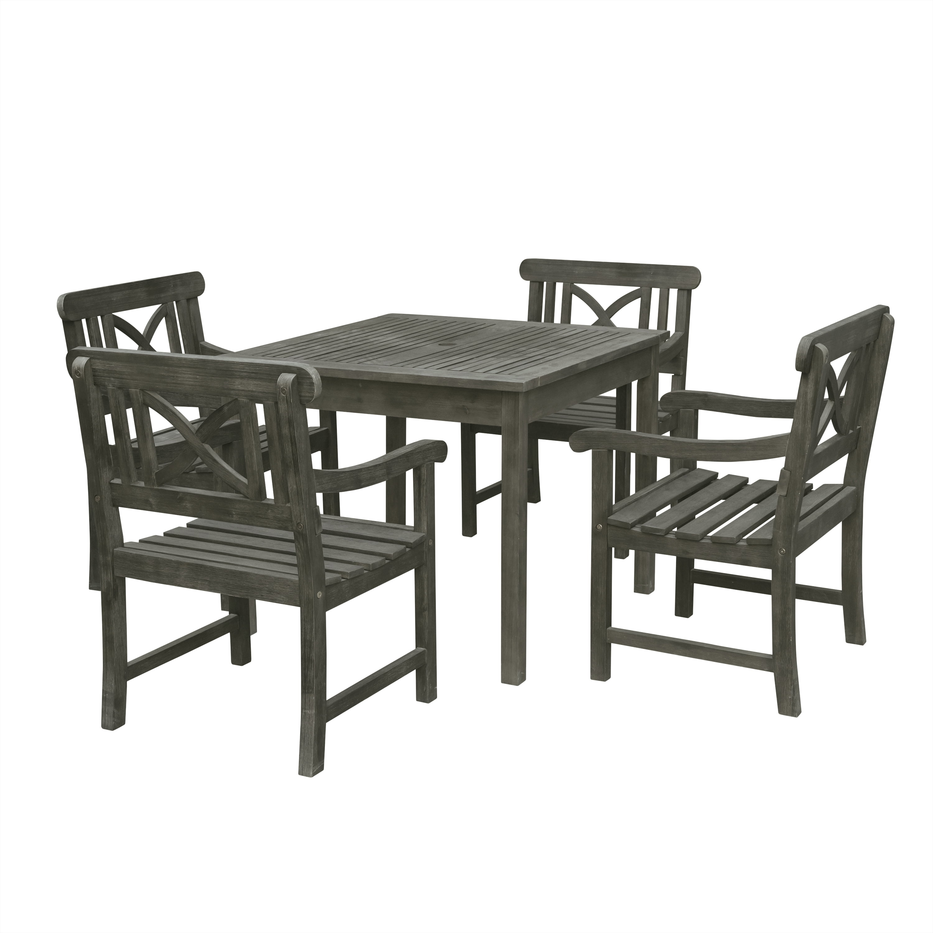 Renaissance Outdoor 5-piece Wood Patio Stacking Table Dining Set