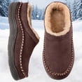 thumbnail image 2 of HNMKIU Men's Slippers Bootie Style Warm Soft Comfy Memory Foam Indoor Shoes Wide Width Collar Fuzzy Slippers Coffee,9-10, 2 of 9