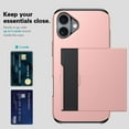 thumbnail image 2 of Card Slot Holder Wallet iPhone 16 Plus Case - (Black) Dual Layer Shockproof with Heavy Duty Protection, 2 of 5