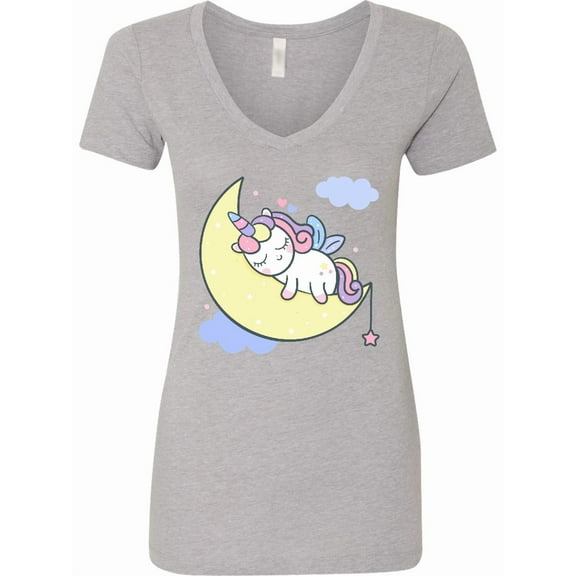 Inktastic Unicorn Moon Women's V-Neck T-Shirt