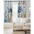 thumbnail image 2 of Sea Turtle Coastal Blackout Curtains for Bedroom Living Room Darkening Curtains 63 Inches Long Summer Beach Coral Ocean Nautical Window Curtain 2 Panels Set Window Treatment Grommet Drapes 52"x63", 2 of 9