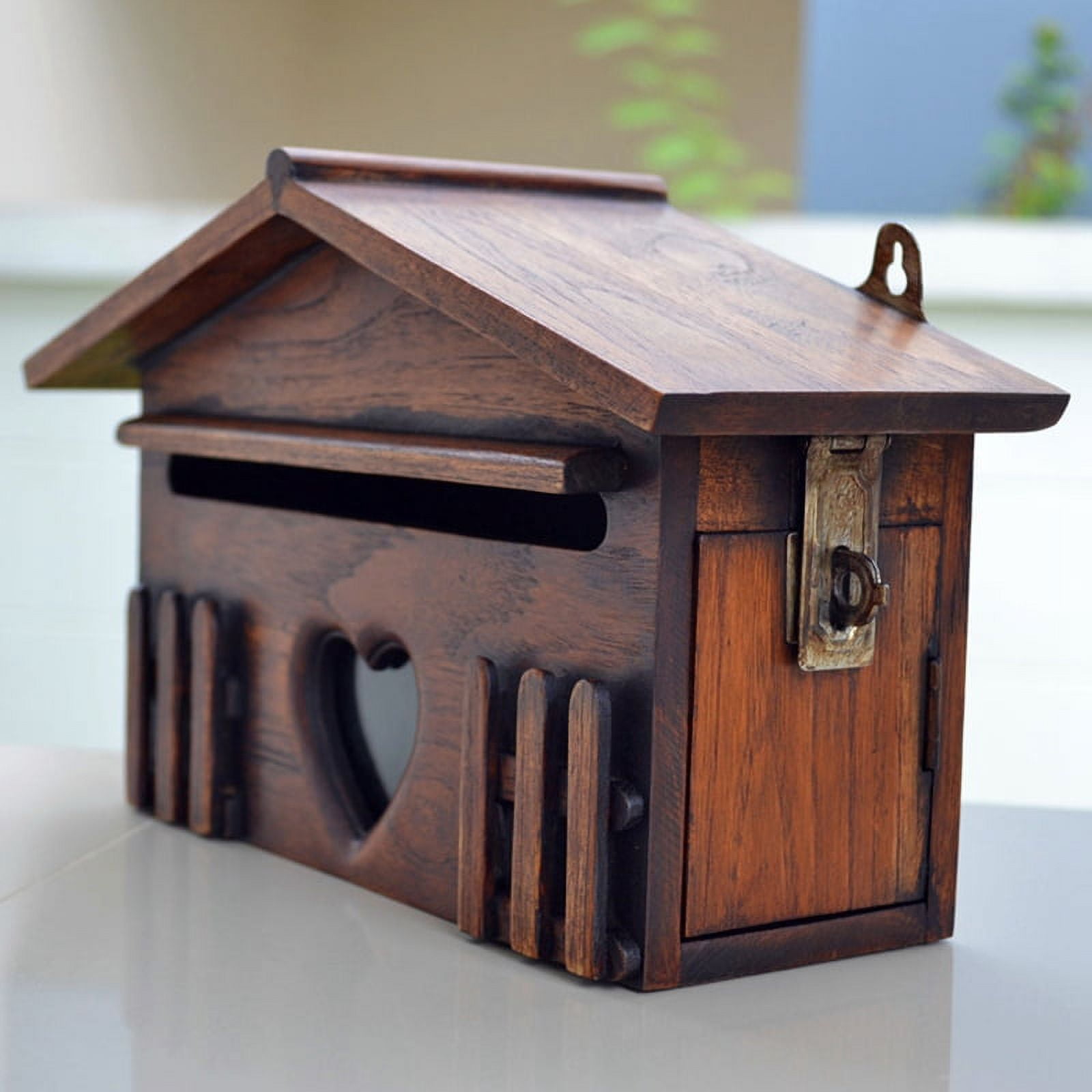 Retro Wooden Post Box Mailbox Outdoor Rainproof for Office Supplies
