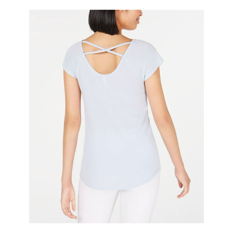 IDEOLOGY Womens New 0139 Light Blue Printed Yoga T-Shirt Active Wear Top S  B+B 