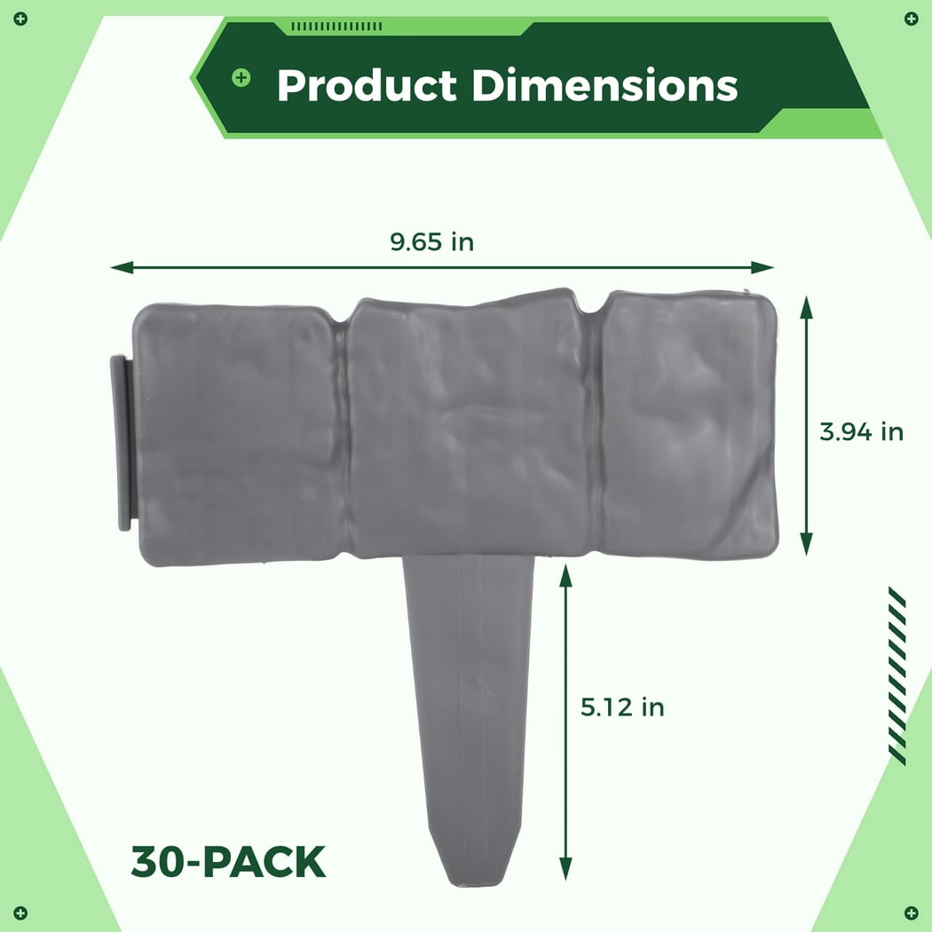 30-Pack Garden Edging Borders, Plastic Garden Landscape Borders, Detachable Faux Stone Fences, 24ft Landscaping Border Edging for Flower Bed, Garden, Lawn, Walkway, Landscape Edging, Outdoor