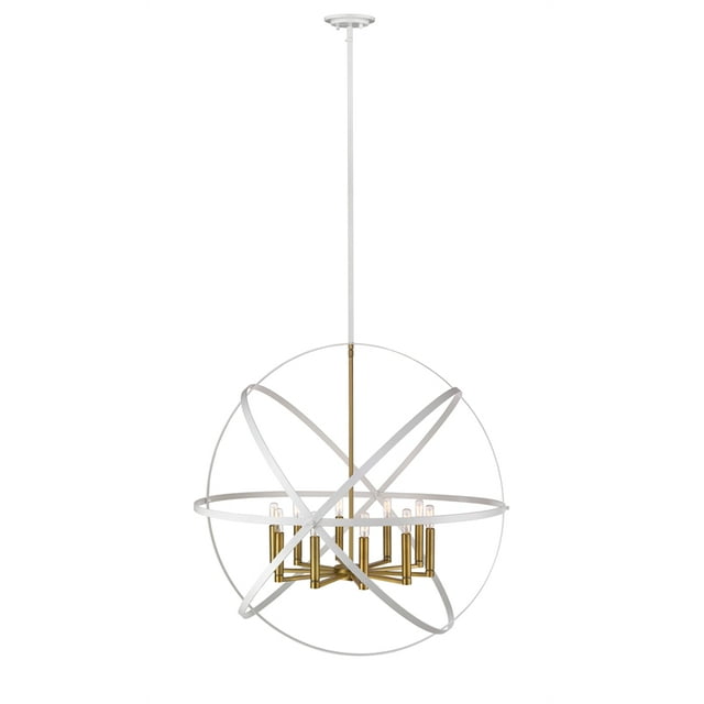Z-Lite Cavallo 10 Light Pendant in Hammered White + Olde Brass