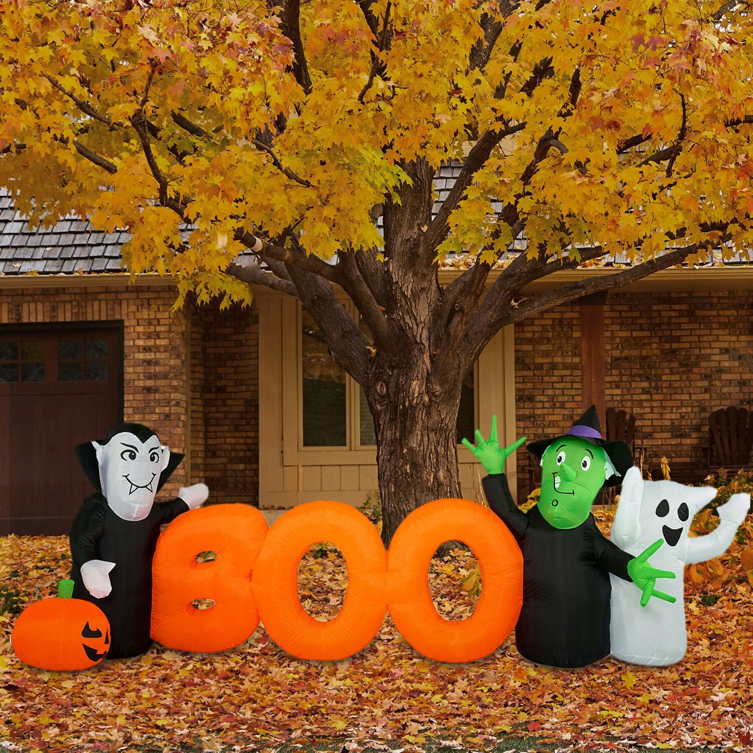 Haunted Hill Farm 10 ft Wide BOO Sign with Lights Halloween Blow Up Inflatable, HIBOOSGN101-L