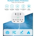 thumbnail image 4 of 2 Pack Multi Plug Outlet Splitter with USB,Surge Protector Outlet Extender with 3 Wall Outlets 4 USB Wall Charger(2 USB C),490 J, ETL Listed,Small Outlet Adapter Plug Extender for Travel,WH, 4 of 4