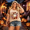 thumbnail image 6 of IYYVV Raglan Sleeve Halloween Shirts for Women Plus Size Ghost Pumpkin Print Shirt Rolled Cuff Plaid Short Sleeve Tees Orange 2XL, 6 of 6