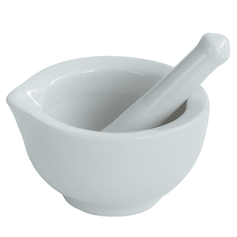 Porcelain Mortar and Pestle, Ceramic Herb Grinder Pill Crusher Set--  Dishwasher Safe
