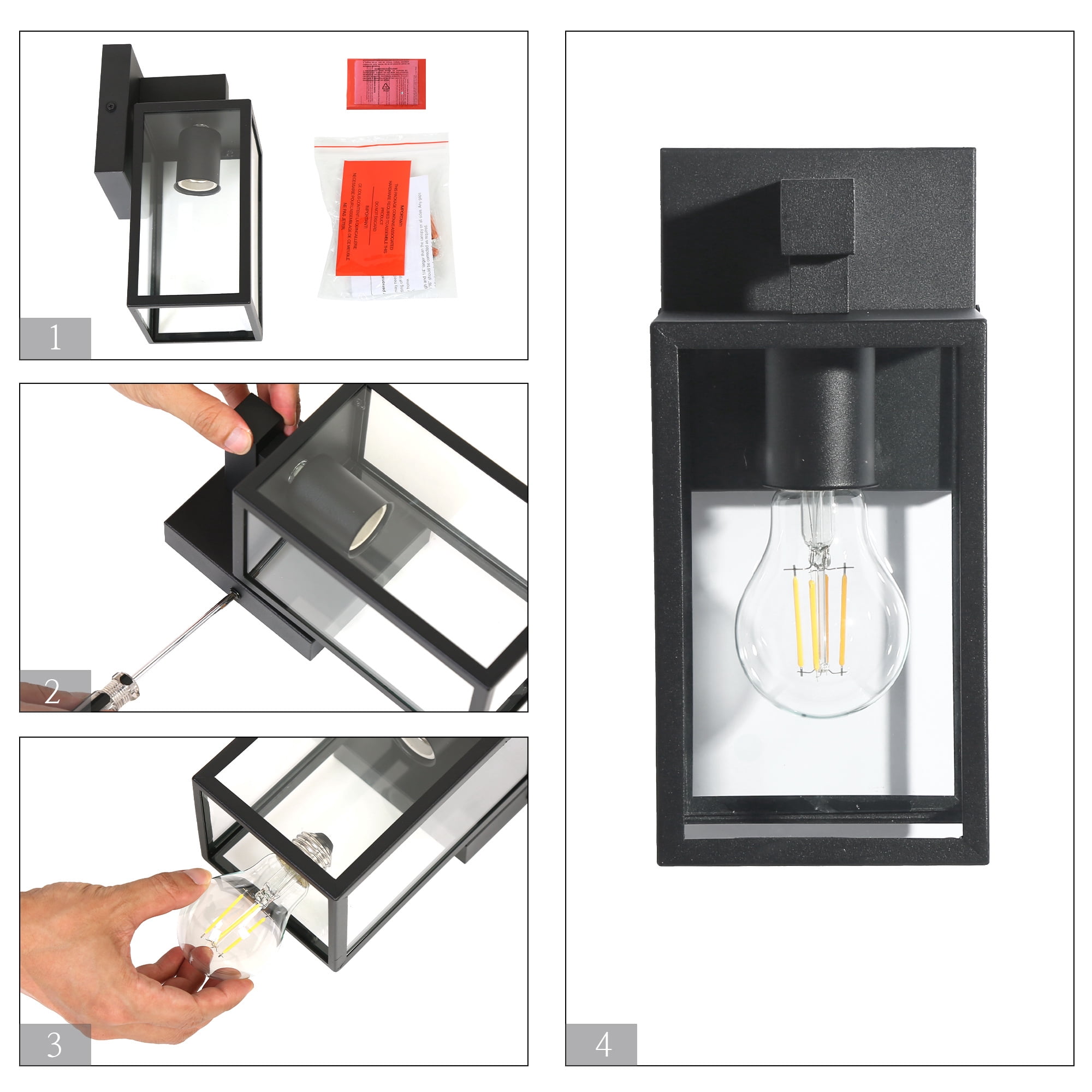 Orlan 2 -Light 9.3-in H Matte Black Hardwired Outdoor Wall Light