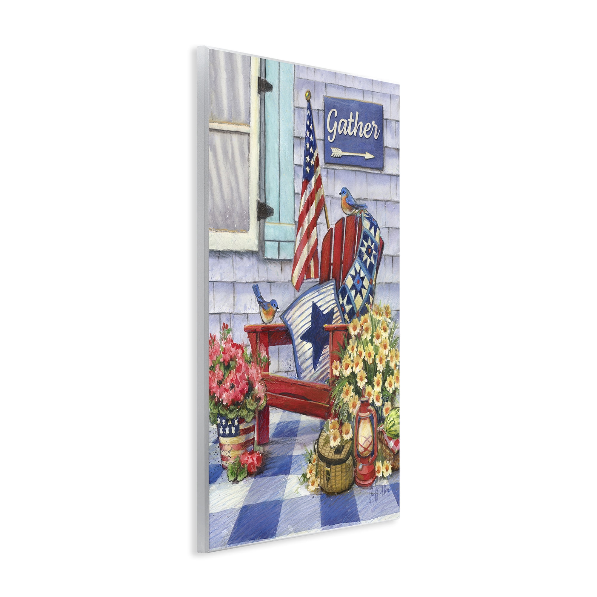 Stupell Industries Patriotic Porch View Patriotic Painting Unframed Art Print Wall Art, 13 x 19