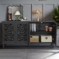 thumbnail image 6 of Black Sideboard,Black Buffet Cabinet with Storage,Vintage Sideboard Buffet,Credenza for Dining Room,Accent Cabinet with Hollow Carved Doors,TV Stand 65 Inch, 6 of 6