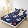 thumbnail image 4 of Castle Fairy Kids Boys Girls Cartoon Astronaut Rocket Twin Sheet Sets 3pcs,Galaxy Universe Twin Fitted Sheet Microfiber,Kawaii Cosmos Planet Breathable Flat Sheet,Luxury Bedroom Decor, 4 of 7