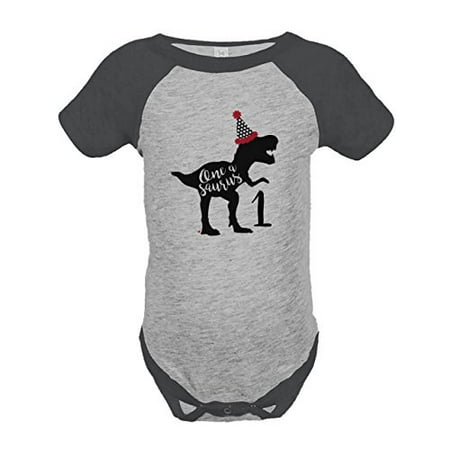 

7 ate 9 Apparel Baby s Dinosaur One Birthday Grey Onepiece