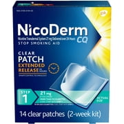 NicoDerm CQ Step 1 Nicotine Clear Patches 21mg Stop Smoking Aid, 14 Count..